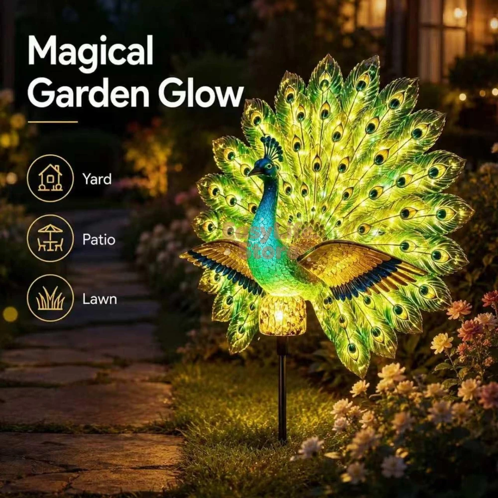 Model Kit Plastic - Solar Peacock Garden Sculpture, Outdoor Decor