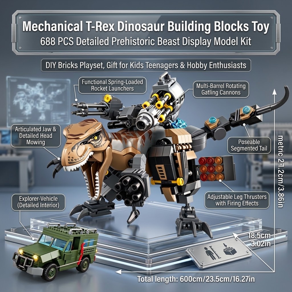 688 PCS Mechanical Tyrannosaur - Model Kit Dinosaur ulasan dan harga