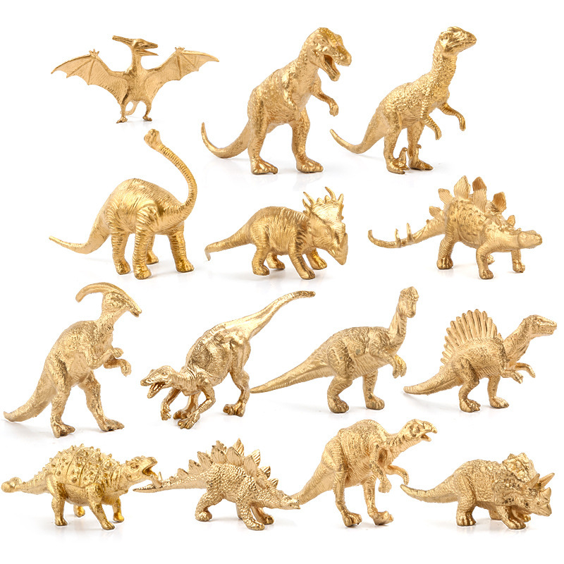 14-Piece Golden Dinosaur Model - Model Kit Dinosaur ulasan dan harga